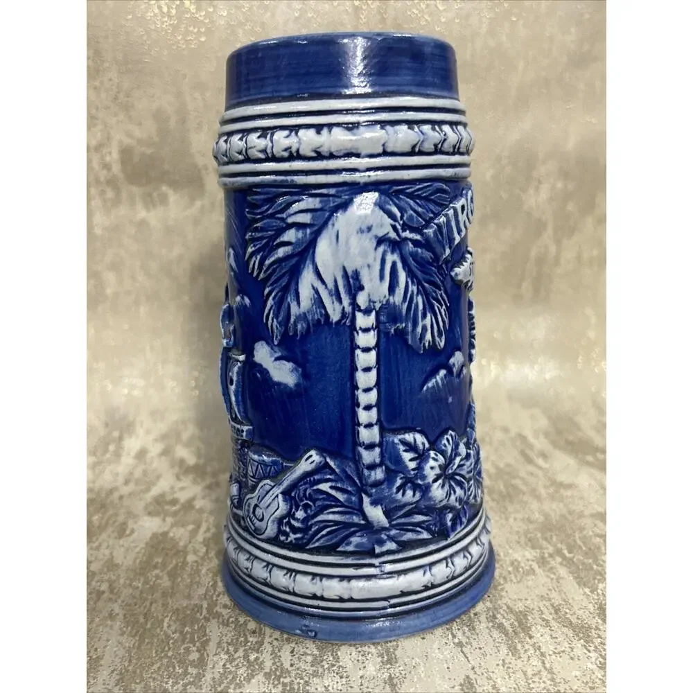 Vintage Virgin Islands Blue Glaze Souvenir Beer Stein